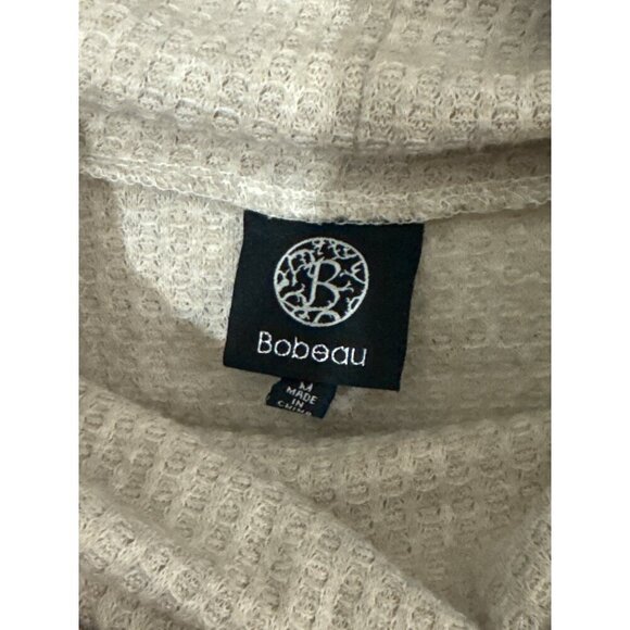 Bobeau Beige Waffle Knit Cowl Neck Long Sleeve Top M - Picture 2 of 3